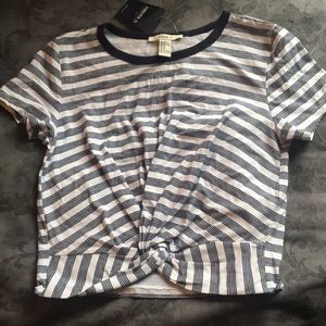 blue striped crop top